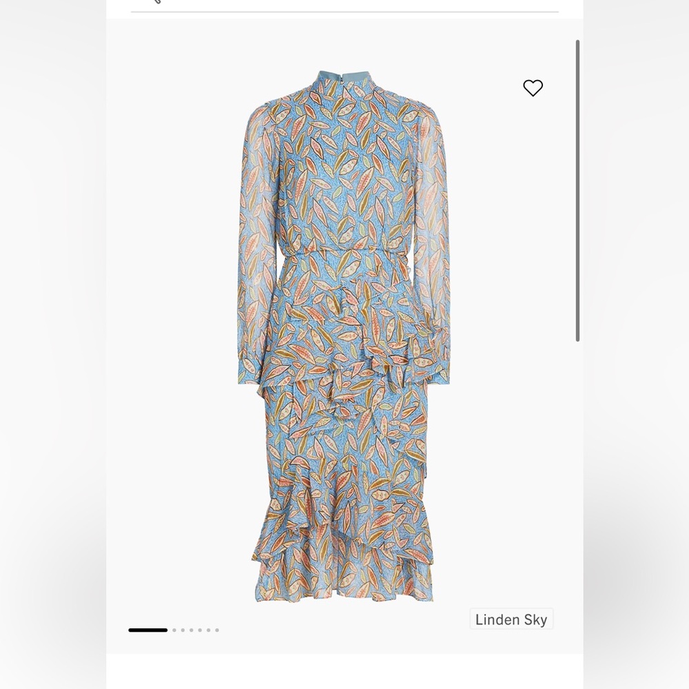 Saloni Isa Ruffled Silk Georgette Teardrop Print Dress